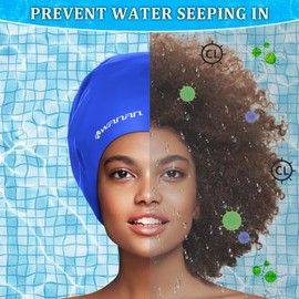 Extra Large Silicone Swim Cap for Long Hair and Protective Styles–Waterproof Swimming Cap for Men and Women with Dreadlocks, Weaves, Extensions, Braids, Curls, and Afros–Keep Hair Dry
