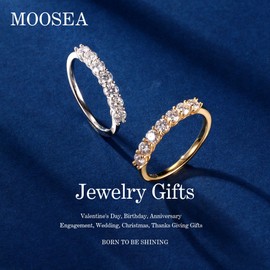 MOOSEA 7 Stone Moissanite Promise Rings for Her, D Color VVS1 Clarity Lab Created Wedding Band 18K White Gold Filled Moissanite Stackable Rings for Women Mom Wife Jewelry Gifts