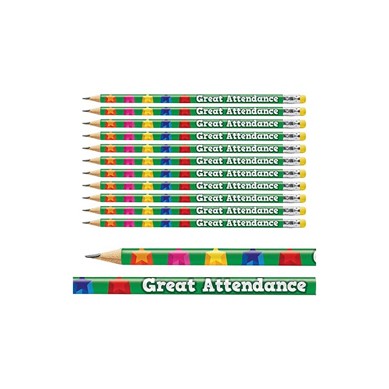 12 Great Attendance Childrens Pupils School Teachers Reward Pencils Primary
