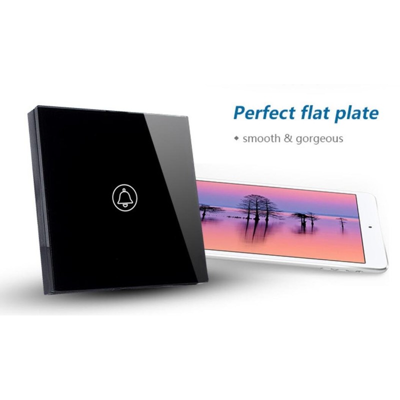 Black Touch Screen Wall Doorbell Switch EU Standard Wall Switch