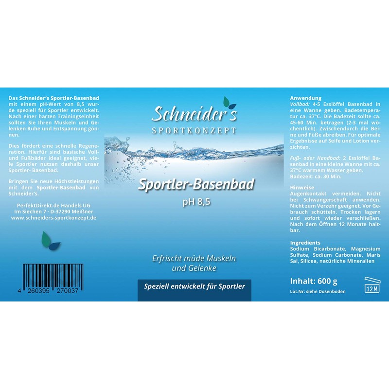 Schneider's Athletes Bath Salt - Ideal for Athletes - Supports