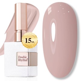 Double Rhythm 15ML Gel Polish Jelly Sheer Pastel Light Milky Color 1 PC 0.53 OZ Bottle UV Nail Polish Art Salon at Home for Women (Milky Khaki-B-A1467)