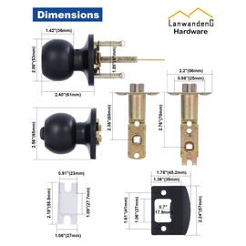 Lanwandeng Black Door Knobs with Lock and Keys, Interior/Exterior Door Knob for Bedroom or Bathroom, Entry Door Lock 1 Pack