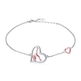 APOTIE Gymnastics Earrings Necklace for Granddaughter - 925 Sterling Silver Rose Gold Team USA Flipping Gymnasts Pendant Jewelry Gymnastic Mother Gifts for Mom Cubic Zirconia