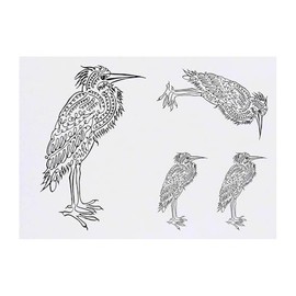 Azeeda 4 x 'Kalligraphiereiher' Temporäre Tattoos - Wasserfest, Hautfreundlich & Ungiftig · Transfers in Verschiedenen Größen (TO00077374)