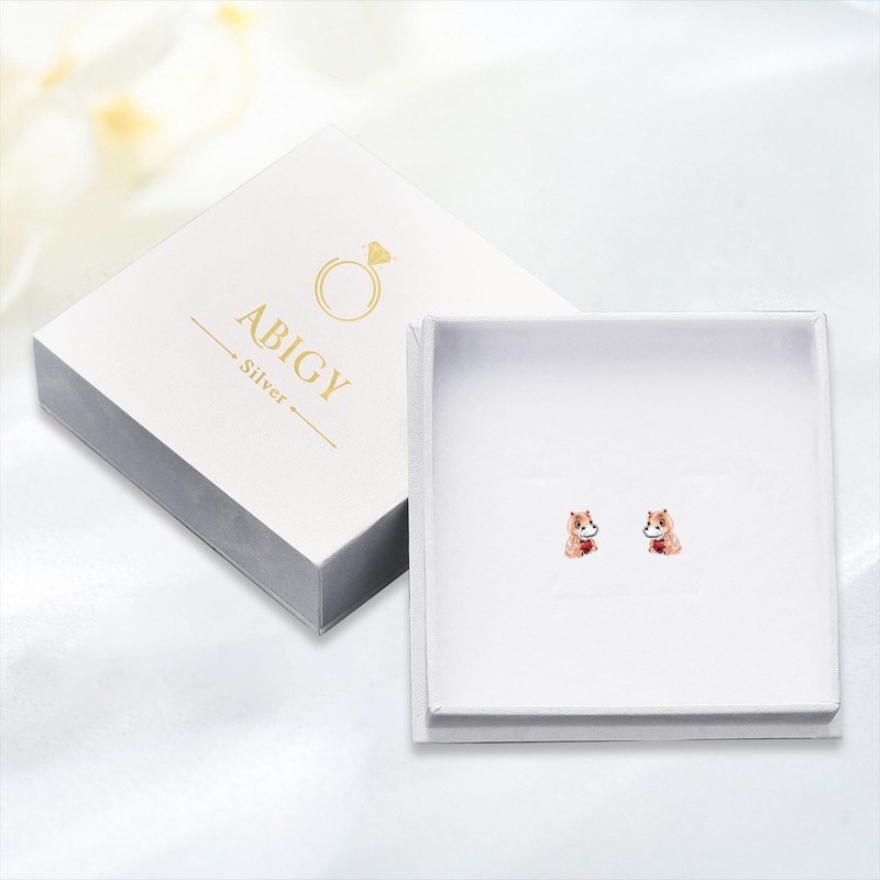 ABIGY Hippo Stud Earrings 925 Sterling Silver Hippo Stud Earrings