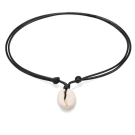 POTESSA Natural Cowrie Shell Choker Necklace Pendant Hippie Adjustable Beach Jewelry for Ladies
