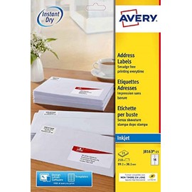 AVERY J8163-15 Pack of 210 Inkjet Printing Labels 99, 1 x 38, 1 mm White