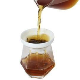 EIKS Porcelain Tea Strainer with Holder Base Fine Mesh Filter for Loose-leaf Tea Gongfu Tea Coffee Beverages