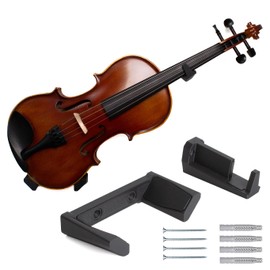 CrunchyWorks Inclined Adjustable Adjustable Slanted Violin Holder, Wall Mount Hanger Hook with Mounting Kit, Wall Mount Violin Stand, Black