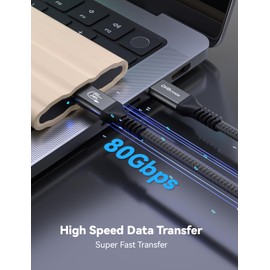 OHBUYAGN 80Gbps Thunderbolt 4 Cable with 8K Video and 240W Charging (3.3FT)