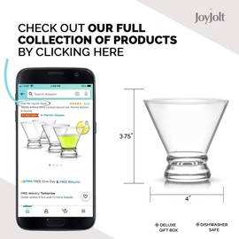 JoyJolt 4-Piece Afina Cocktail Glasses Set, Martini Glasses- 8-Ounces