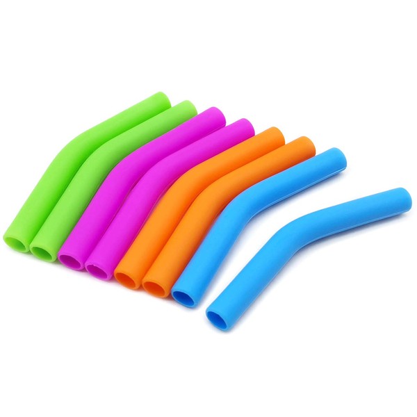 GFDesign Food Grade Silicone Straw Elbows Tips Soft Reusable Metal Stainless Steel Straw Nozzles Only Fit for 5/16" Wide (8mm Outer Diameter) Multicolor - Set of 8