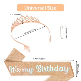Araluky Birthday Crown and Sash for Women & Its My Birthday Sash Birthday Tiara for Women Birthday Crowns for Women