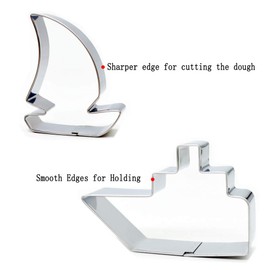 Transport Cookie Cutter Set,7pcs Cookie Cutter Train Cookie Cutter Car Airplane Rocket Boat Sailboat Sandwich Cutter Train-Stainless Steel