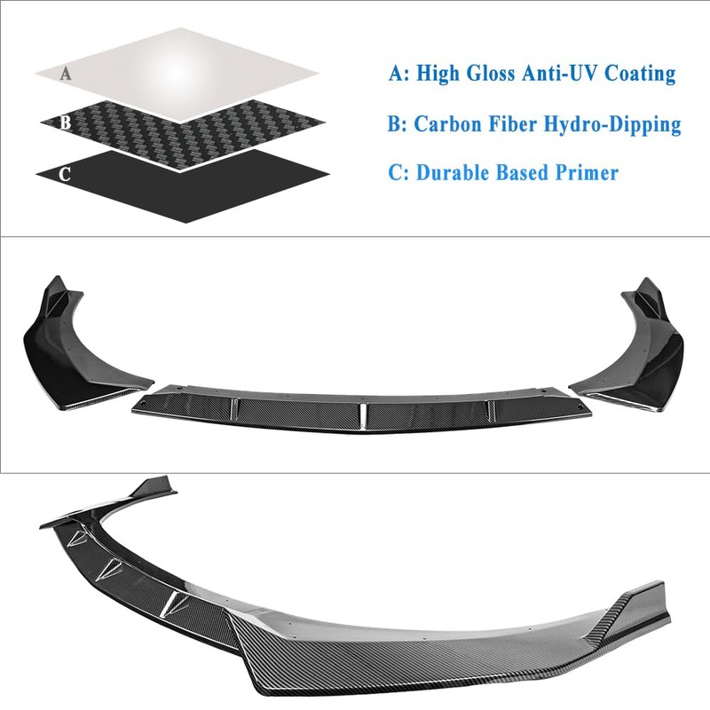 Rolling Gears Carbon Fiber Look Front Lip Spoiler Compatible with