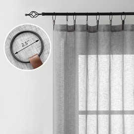 FEBSIXTH Sheer Linen Curtains for Bedroom,Sheer Curtains for Living Room,Sheer Curtains 84 Inches Long,Light Filtering Curtains Bedroom Curtains,Window Curtains,Grey Sheer Curtains,52 Wide,2 Panels