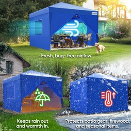 Quictent Privacy 8x8 Pop up Canopy Tent with Sidewalls and Roll-up Ventilated Windows, One Person Setup, Easy Outdoor Commercial Gazebo Shelter Enclosed Waterproof, Bonus 4 Sandbags