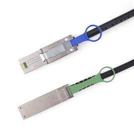 10Gtek® QSFP (SFF-8436) to MiniSAS HD SFF-8088 DDR Hybrid SAS Cable, External Mini SAS Copper Passive Cable for NetApp, 100-Ohm, 30AWG, 2-Meter(6.5-ft)