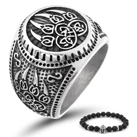 BAVIPOWER Celtic Bear Paw Viking Ring for Men 316L Stainless Steel Norse Scandinavian Vikings Jewelry (8) (Celtic Bear Paw, 11)