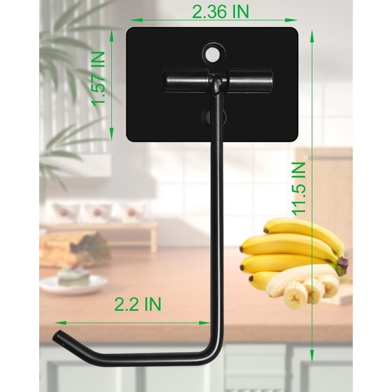 Peasulin Banana Hanger Hook, Under Cabinet Double Hook Holder for