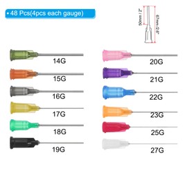 PATIKIL Blunt Tip Dispensing Needles 2 Inch, 48 Pcs 12 Different Gauge Industrial Liquid Dispenser Needle with Lure Lock for Refilling Liquid Inks Adhesive Glue