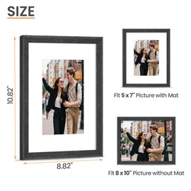 Solid Wood Picture Frame 8x10 Natural Wooden Photo Frames with Mat,Wall Poster Frame for Home Office Decor, Tabletop and Wall Mounting, High-Definition Plexiglass