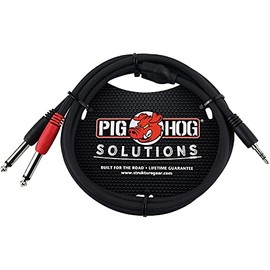 Pig Hog PB-S3410 3.5 mm Stereo to Dual 1/4" Mono (Male) Stereo Breakout Cable, 10 Feet