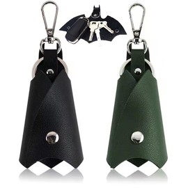 WOO LANDO 2PCS Mens Superhero Bat Faux Leather Key Case Key Fob for Various Car or Motorcycle Keys, Black - green