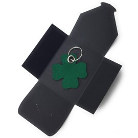 filzschneider Felt Key Fob, Lucky / Clover, Forest Green as Key Chain/Suitcase Tag and Special Gift with Eyelet and Key Ring, Made in Germany, neutral
