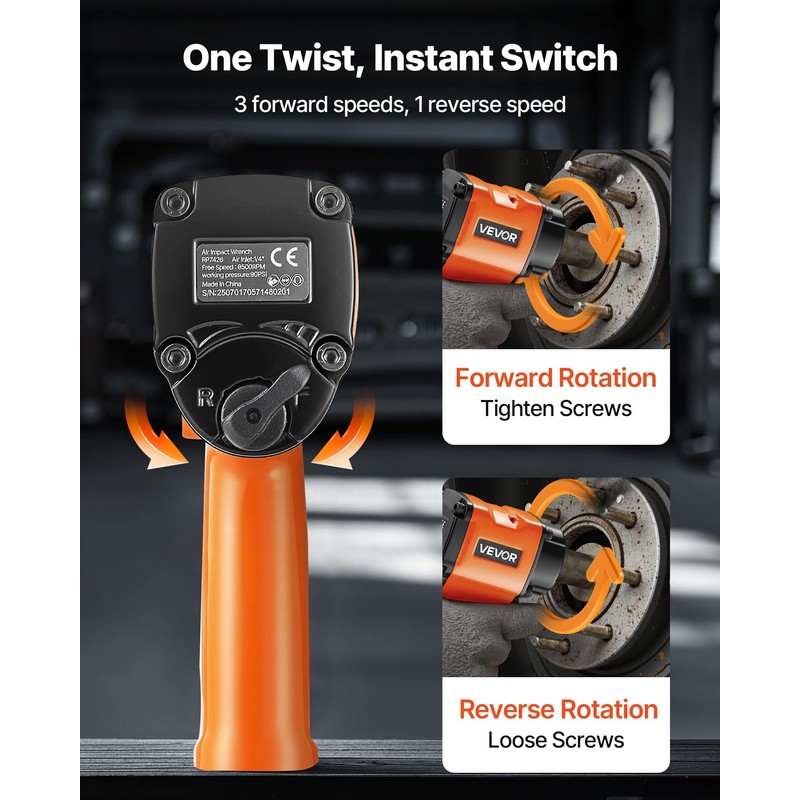VEVOR 1/2-Inch Air Impact Wrench, Up to 738 ft-lbs Nut-busting