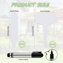 Plant Stakes for Labelling, Pack of 100 Plant Signs with 1 Felt Tip Pen, Weatherproof Plastic Signs for Labelling, Plant Stakes for Vegetables, Herbs, Flowers (White)
