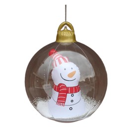 23.6in Inflatable Christmas Balls with LED Giant Light Up Decorated Ball PVC Foldable Clear Remote Control Outdoor Decoration for Holiday Snowman