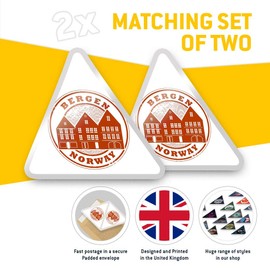 2 x Dreieck-Aufkleber 10 cm – Bergen Norwegen Häuser Reise Spaß Aufkleber für Laptops, Tablets, Gepäck, Scrapbooking, Kühlschrank #4256