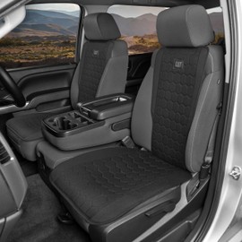 CAT Hex Linen Car Seat Covers - Heavy-Duty Seat Protectors with Stylish Hexagonal Pattern, Universal Fit, Durable and Easy to Install for Cars and Trucks (2pc)