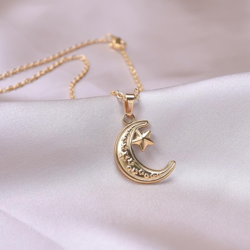 Jude Jewelers Stainless Steel Moon Crescent Star Style Wedding Statement