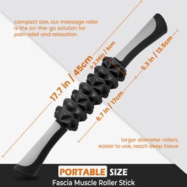 KITWILD Muscle Roller Stick, Massage Roller Stick for Athletes, Body Massage Stick for Muscles Deep Tissue, Muscle Relaxation Roller for Physical Therapy, Myofascial Release, and Yoga Therapy, Black