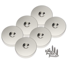 Magnetpro 25 x 5 mm Neodymium Disc Magnets Countersunk Head Hole (Pack of 6) - Strong Permanent Rare Magnets with 6 Screws
