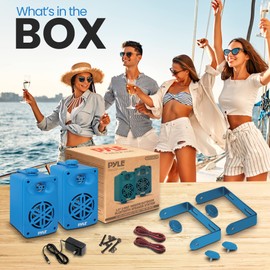 PyleUsa Bluetooth In/outdoor Speakers Pair - 200 Watt Dual Waterproof 3.5” 2-Way Full Range System w/ 1/2” High Compliance Polymer Tweeter - Home, Boat, Marine, Deck, Patio, Poolside - PDWRBT36BL