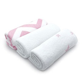 Kushies 3-Pack Terry Washcloth Set - Pink Chevron and Stars
