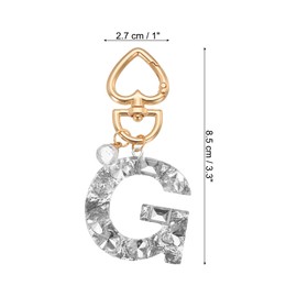 PATIKIL Alphabet Initial Letter Keychain, Cute Heart Crystal Keychains Car Keyring Letter G Pendant Charm Key Chain for Key Wallet Purse Handbag Backpack, Silver