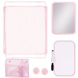 Svartur Pink Locker Accessories with Locker Shelf, Magnetic Mirror, Magnetic Pen Holder, Magnetic Small Whiteboard, Back to School Essentials Locker Decorations, 7 Piece Locker Organizer for Work