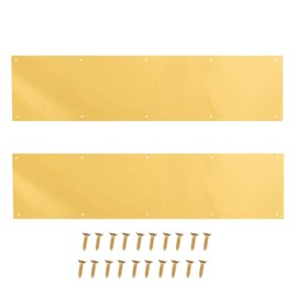 SUMBIN 2 Sets Stainless Steel Door Kick Plate Plate Protection Plate, 6" x 34" Size, for Front or Back Door in Satin Brass Finish