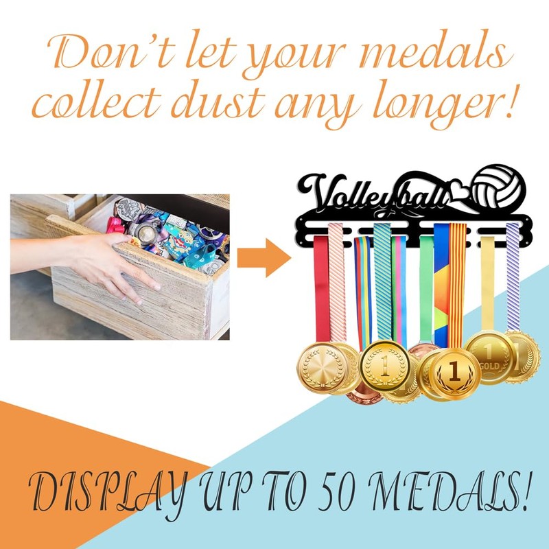 NBEADS Medals Hanger Display Holder Rack, Volleyball Theme Medals Display