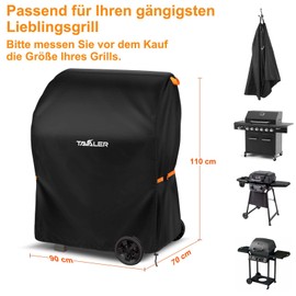 Tavaler Barbecue Cover Weatherproof 90 x 70 x 110 cm Grill Cover 420D Oxford Fabric Barbecue Cover Gas Grill Cover Grill Protective Cover for Weber, Enders, Char Broil Series