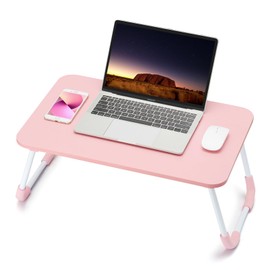 Ruxury Folding Lap Desk Laptop Stand Bed Desk Table Tray, Breakfast Serving Tray, Portable & Lightweight Mini Table for Sofa Couch Floor - Pink