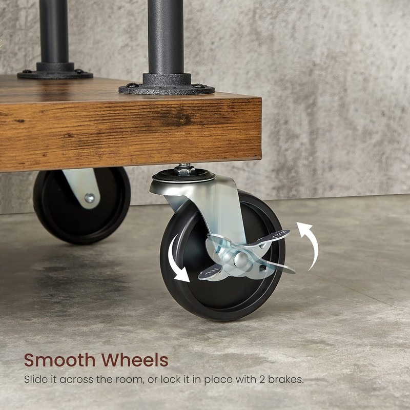 VASAGLE Clothes Rack, Clothing Garment Rack on Wheels, Rolling Clothes