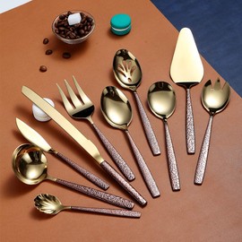 Berglander Set of 30 Pieces of Cutlery with Moon Surface Handle, Shiny Modern Stainless Steel Cutlery Set, Set of Utensils, 6 Place Settings