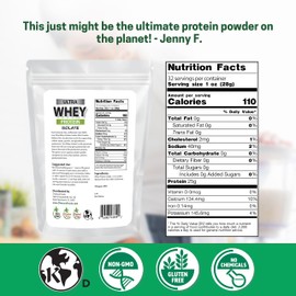 Z Natural Foods Ultra Whey Protein Isolate Powder - Pure, Unflavored, Unsweetened Whey Protein Powder - Flavorless Whey Isolate with Vital Proteins for Fitness, Sports Nutrition, Immune Support, 2 lbs