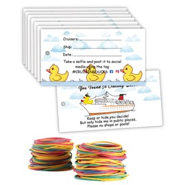 Ducks Tag, Duck Duck Tags, Ducking Game Card, Cruising Tags,50 Pack Duck Tags 2x3.5" Business Card Size,with Hole and Rubber Bands